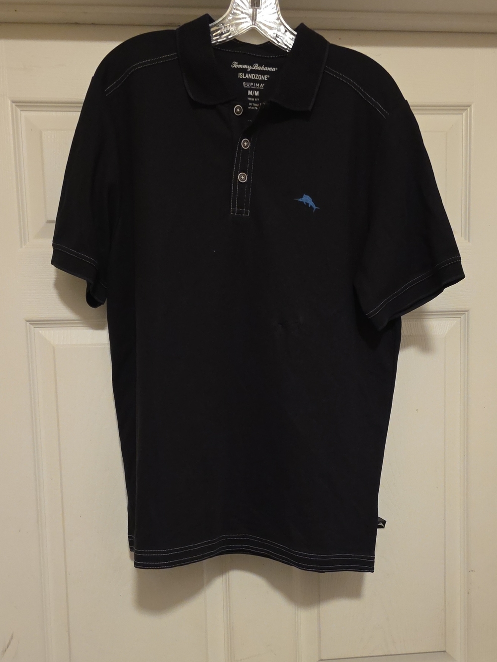 Tommy Bahama Black Polo with Blue Marlin Logo